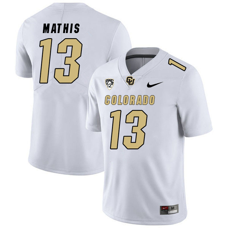 Men #13 Kaleb Mathis Colorado Buffaloes College Football Jerseys Stitched Sale-White - Click Image to Close